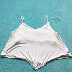 American Eagle Cream CropTop Handkerchief Hem Sz L